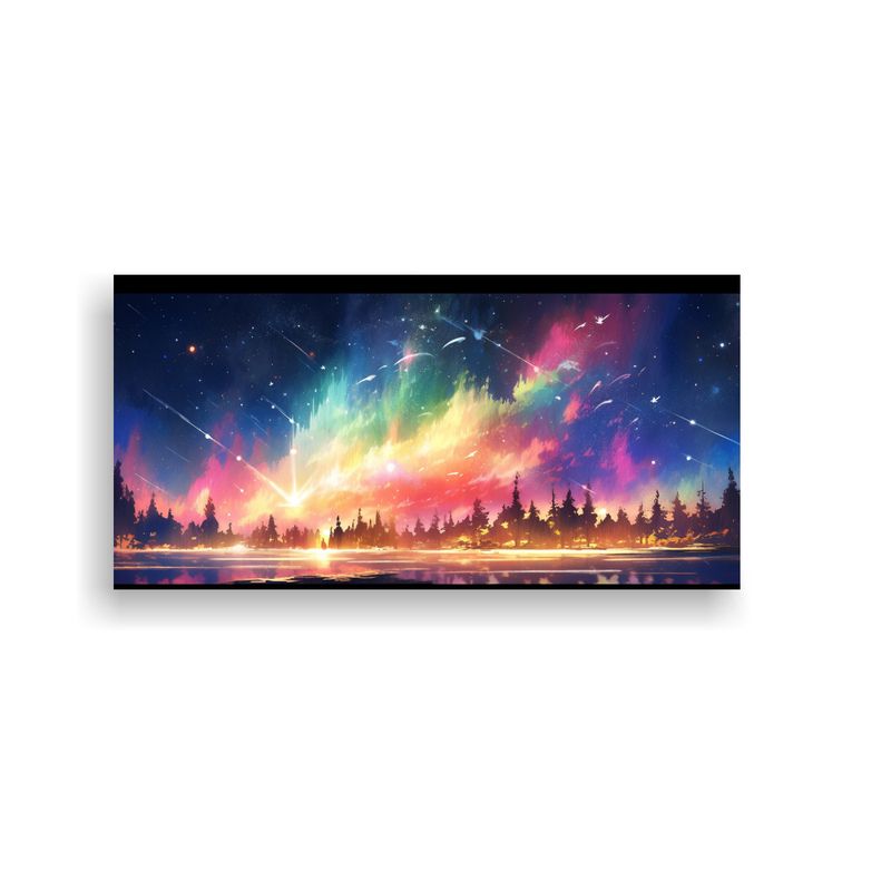 GENERICO - Pintura Espectacular Aurora Boreal Con Arcoíris 80x40 Cm