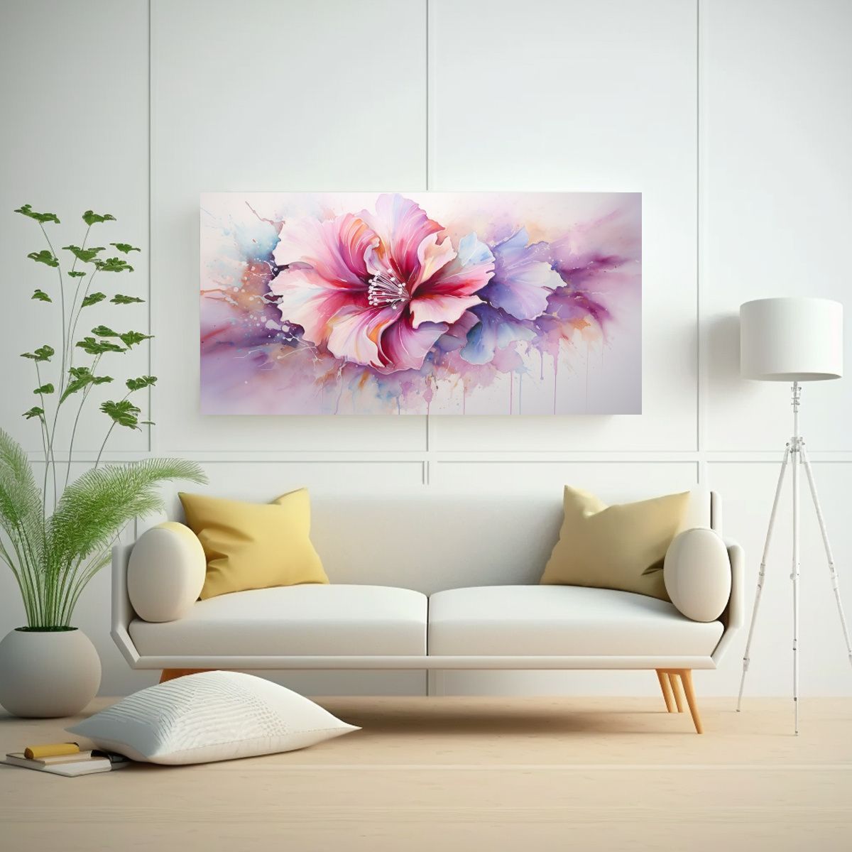 GENERICO - Pintura Abstracta Acuarela Colores Pastel Efecto 60x30 Cm