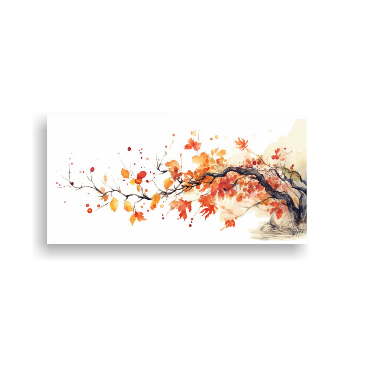 GENERICO - Pintura De Otoño Con Ramas Y Hojas Cayendo 60x30 Cm