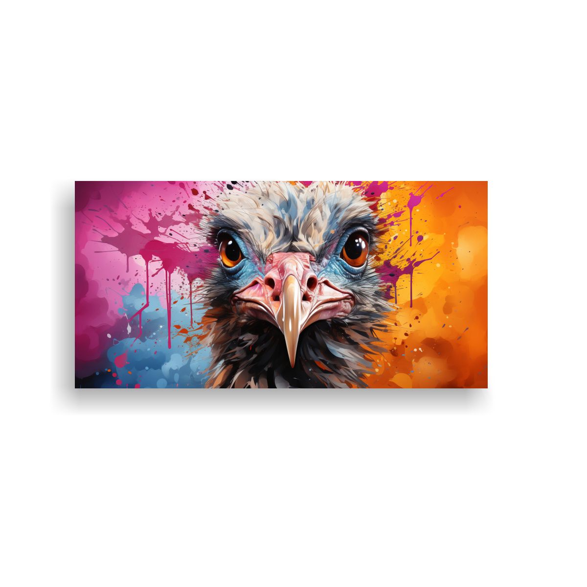 GENERICO - Pintura Estilo Acuarela Colorida De Avestruz 21 100x50 Cm