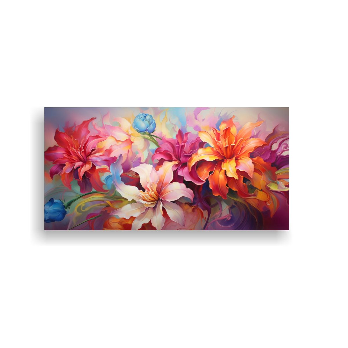 GENERICO - Cuadro Abstracto Flores Modernas En Lienzo Cálido 100x50 Cm