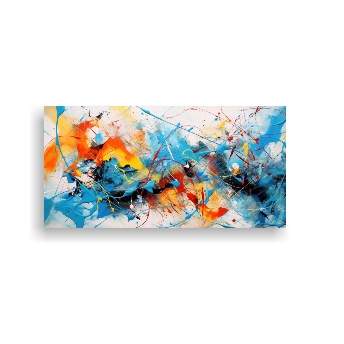 GENERICO - Cuadro Abstracto Estilo Jackson Pollock En Tonos 60x30 Cm