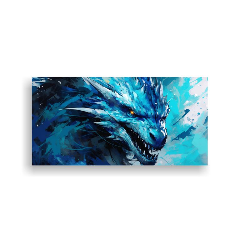 GENERICO - Lienzo Tela Alta Calidad Comedor Dragón Turquesa 80x40 Cm