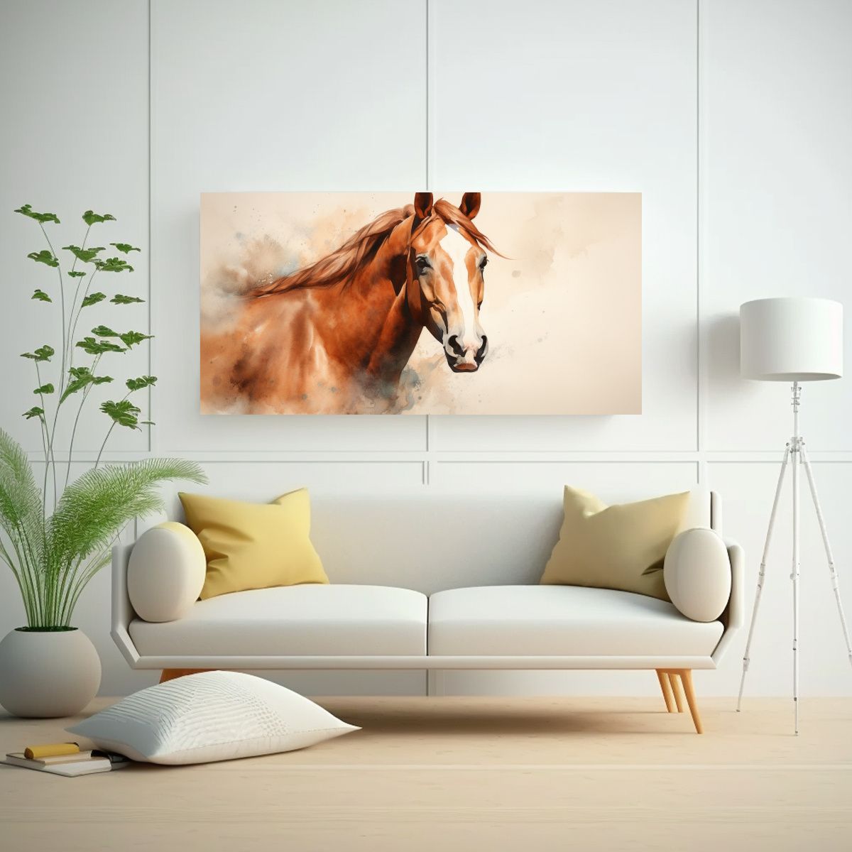 GENERICO - Cuadro Perspectiva Colorida Caballo Quarter Horse 80x40 Cm