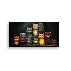 GENERICO - Pinturas Decorativas De Gatos En Stack Mirando 80x40 Cm
