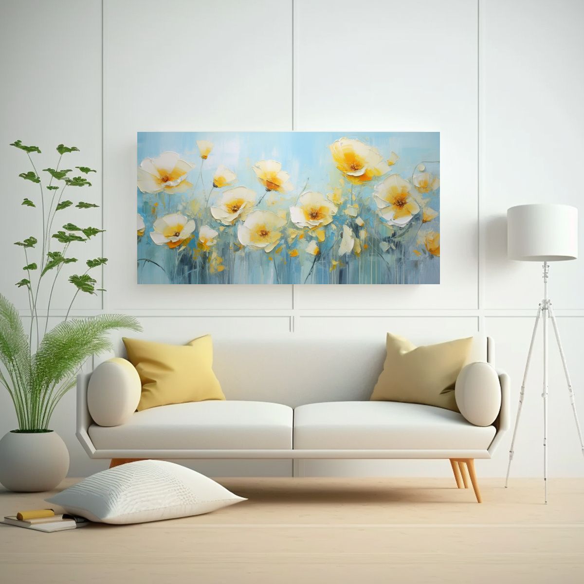 GENERICO - Cuadro Abstracto De Flores De Botón En Estilo 80x40 Cm
