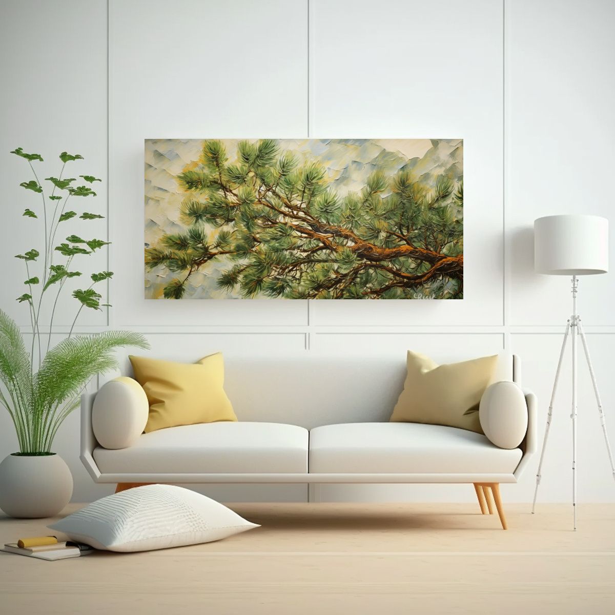 GENERICO - Pintura Abstracta De Pino Detalles En Estilo 80x40 Cm