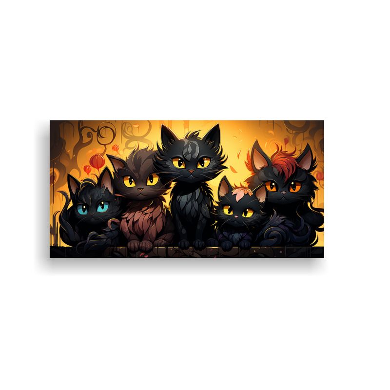 GENERICO - Pinturas Decorativas De Gatos Negros En Una Pila 80x40 Cm