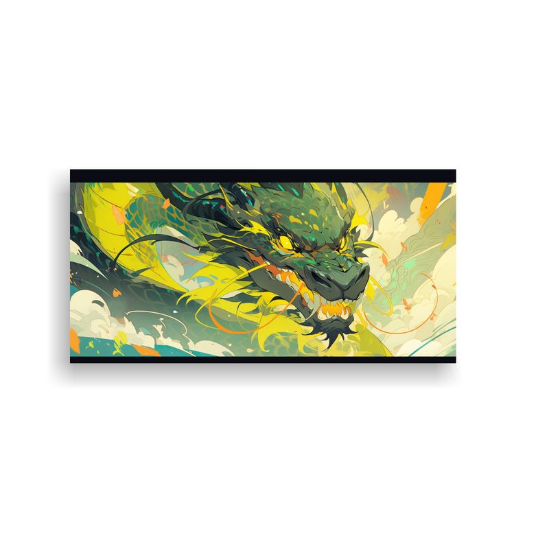 GENERICO - Cuadro Floral Inspirado En Un Dragón En Colores 80x40 Cm