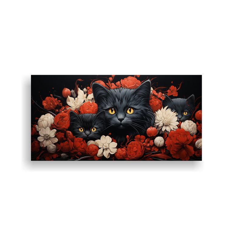 GENERICO - Cuadro Lienzo Arte Gráfico Montón De Gatos Pop 60x30 Cm