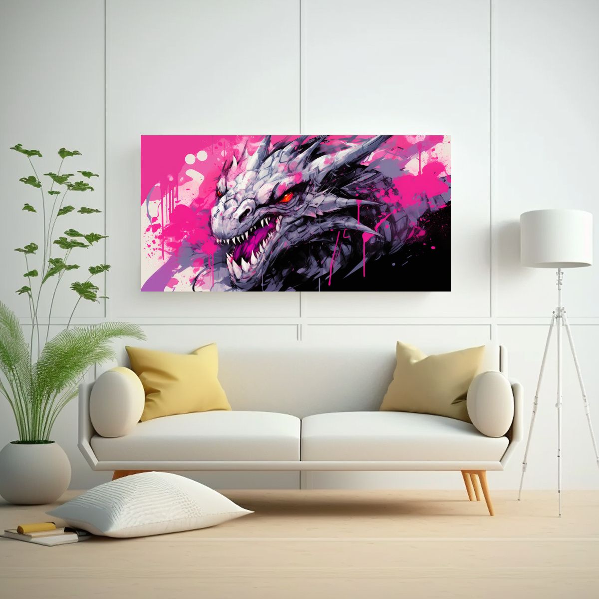 GENERICO - Cuadro Decorativo Dragón En Tonos Pastel Y 100x50 Cm