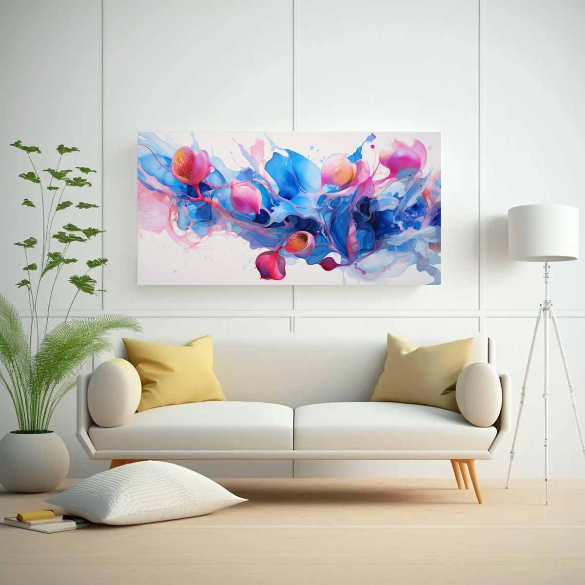 GENERICO - Pintura Abstracta Acuarela En Bastidor De Tela 100x50 Cm