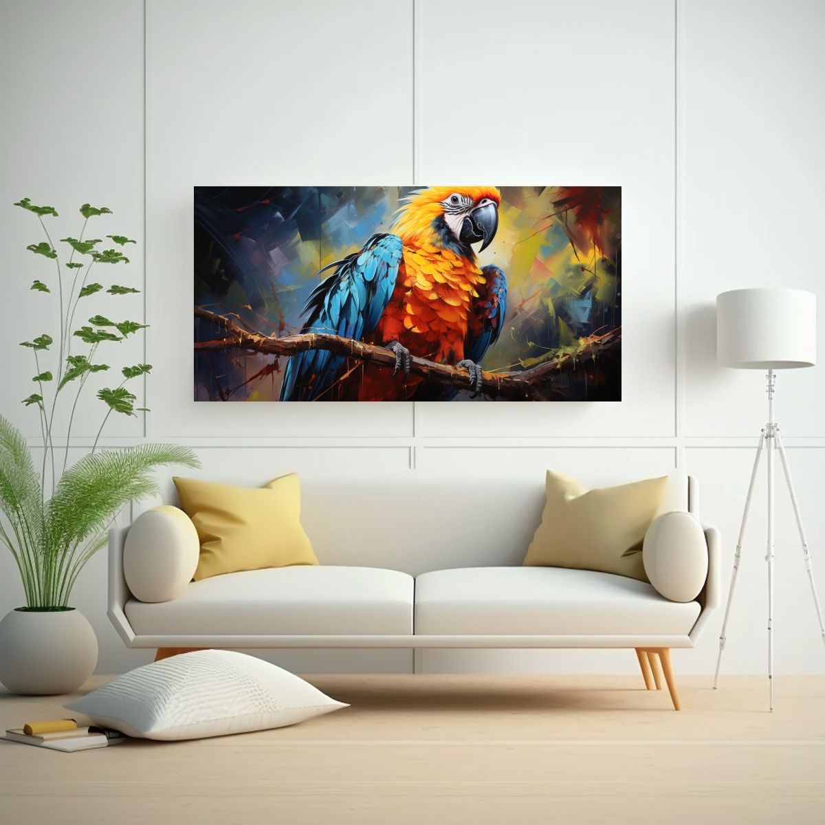 GENERICO - Pintura Al Estilo óleo De Estilo Macaw En Tonos 80x40 Cm