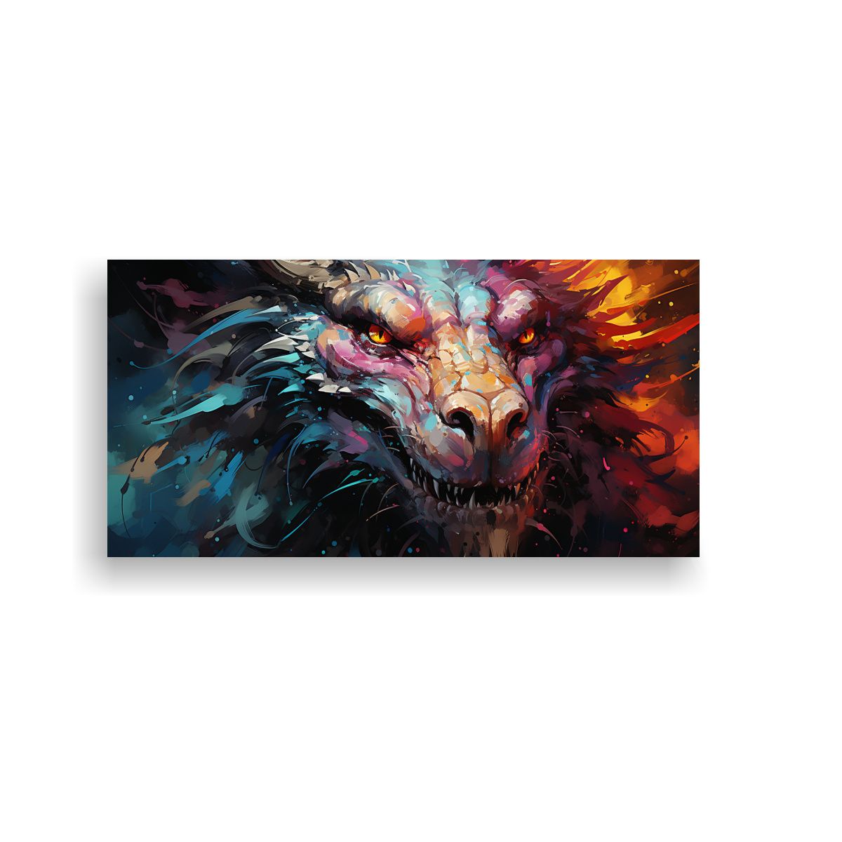 GENERICO - Pintura Surrealista De Un Dragón En Colores 100x50 Cm