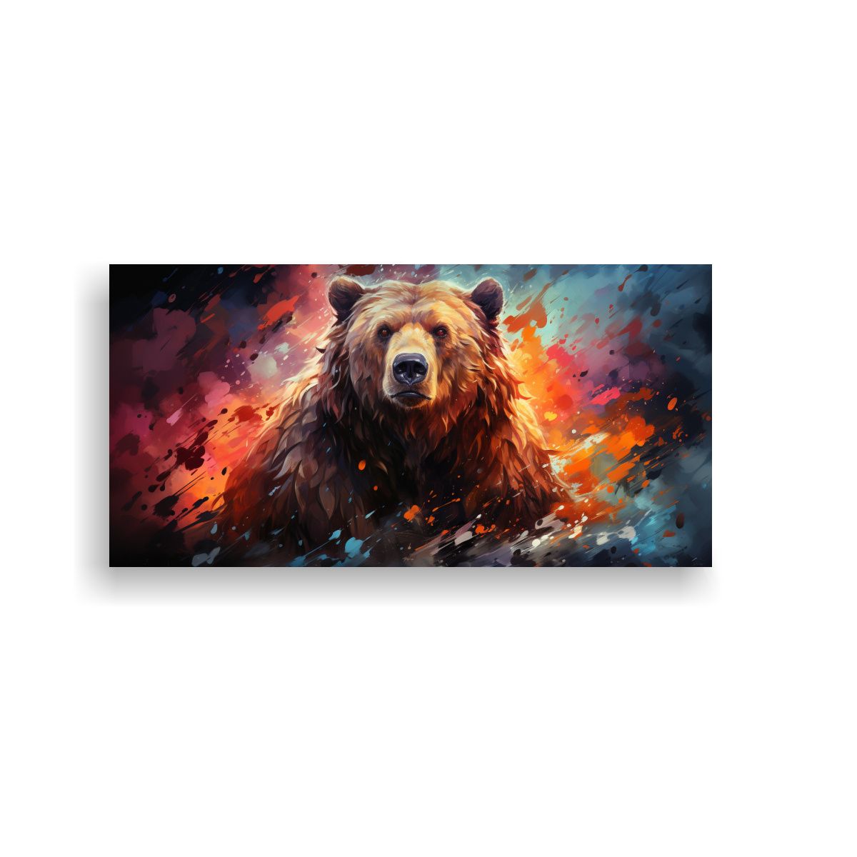 GENERICO - Pintura Acuarela Temática Oso En Movimiento 80x40 Cm