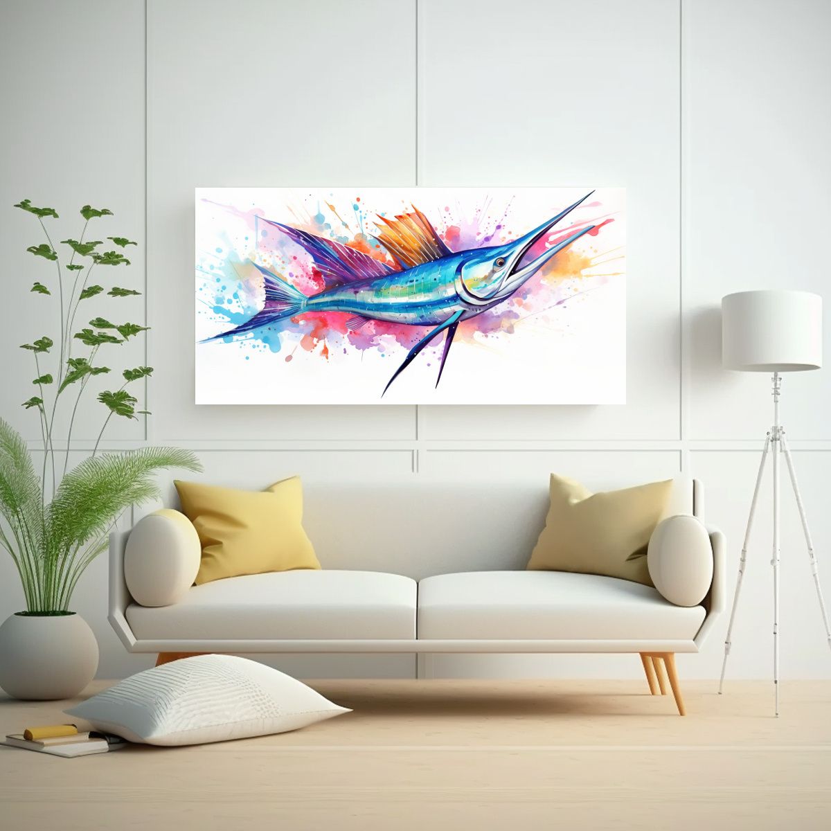 GENERICO - Cuadro De Temática Full Color Vela De Pez Vela 100x50 Cm