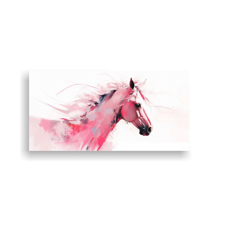 GENERICO - Cuadro Movimiento Época Caballo Blanco Y Rosa 60x30 Cm