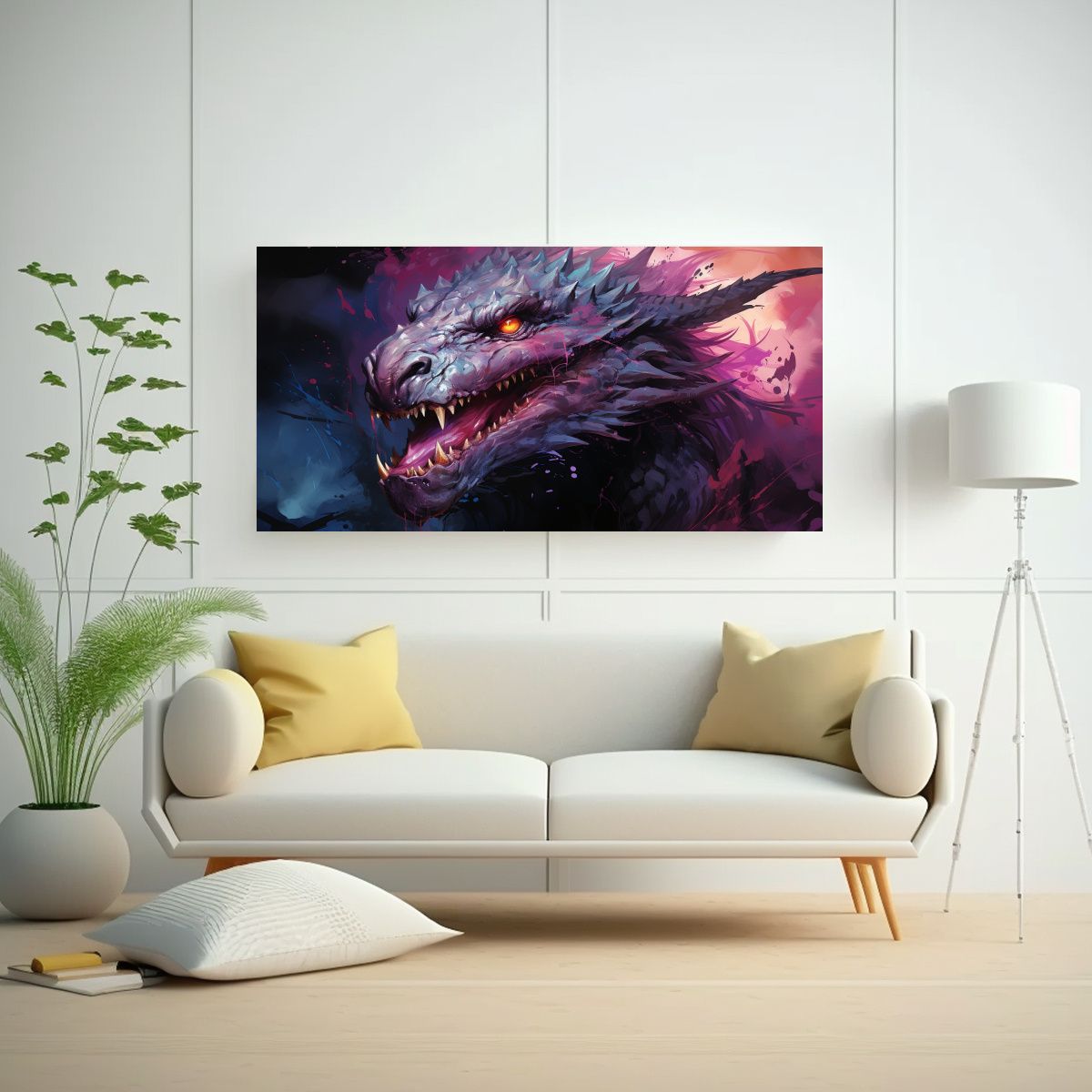 GENERICO - Mural De Dragón Vintage En Tonos Morados Con 100x50 Cm