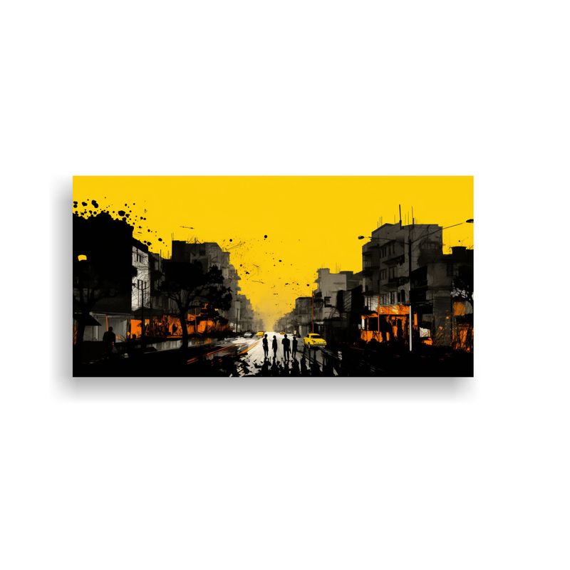 GENERICO - Cuadros Decorativos En Amarillo Y Negro Para 60x30 Cm