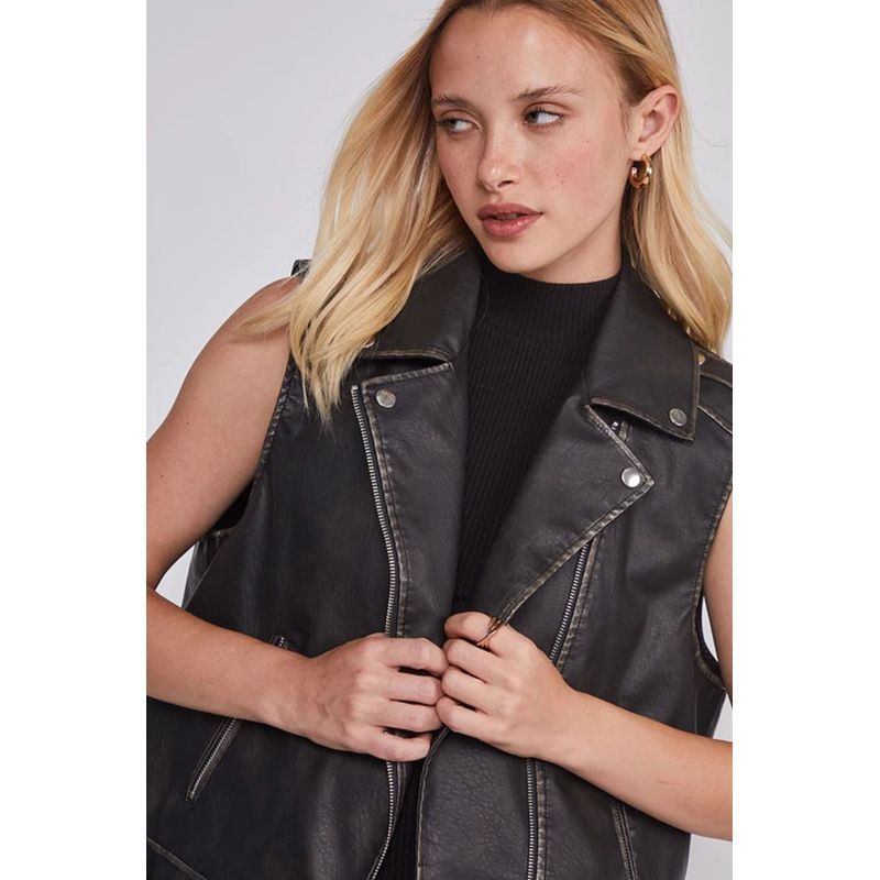 VELT - Chaqueta Biker Mujer Sin Mangas Largas Estilo Moto
