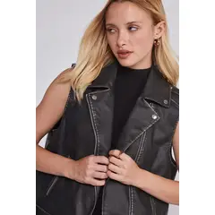VELT - Chaqueta Biker Mujer Sin Mangas Largas Estilo Moto