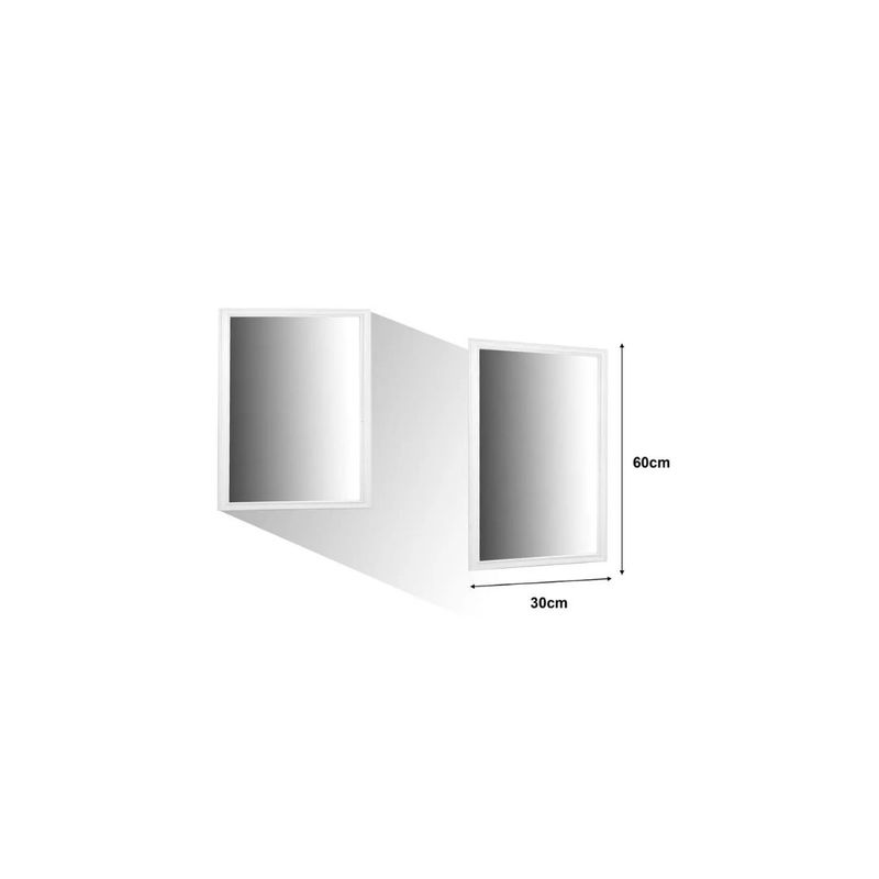GENERICO - ESPEJO RECTANGULAR DE MADERA BLANCO 30X60CM