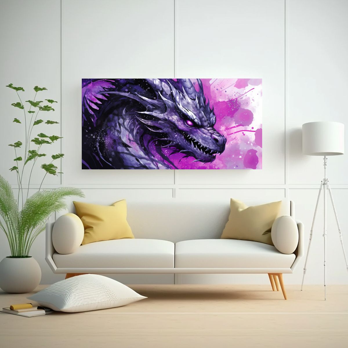 GENERICO - Cuadro Decorativo Ambiente Dragón En Colores 60x30 Cm