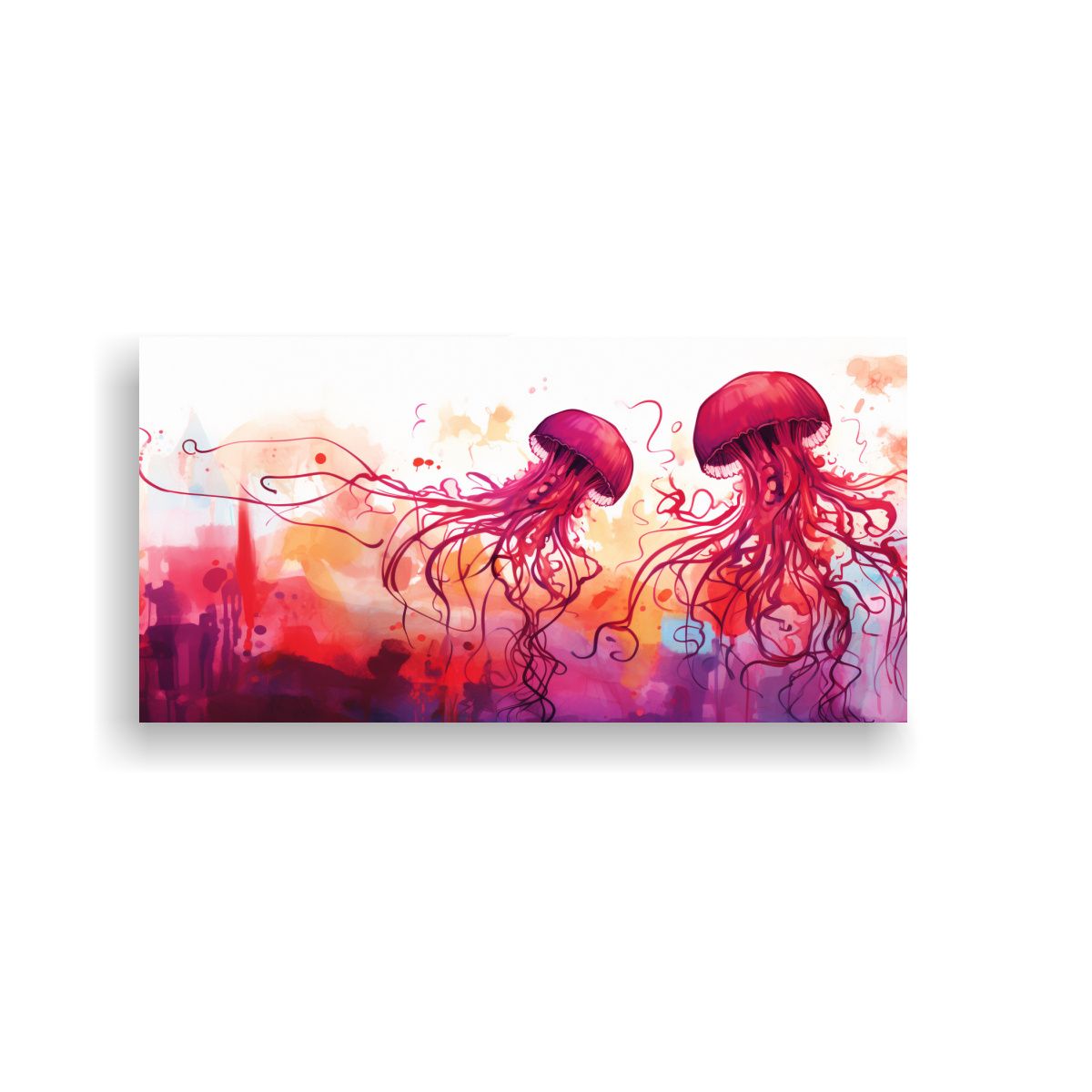 GENERICO - Cuadro Abstracto Colorido Jellyfish En Tonos 60x30 Cm