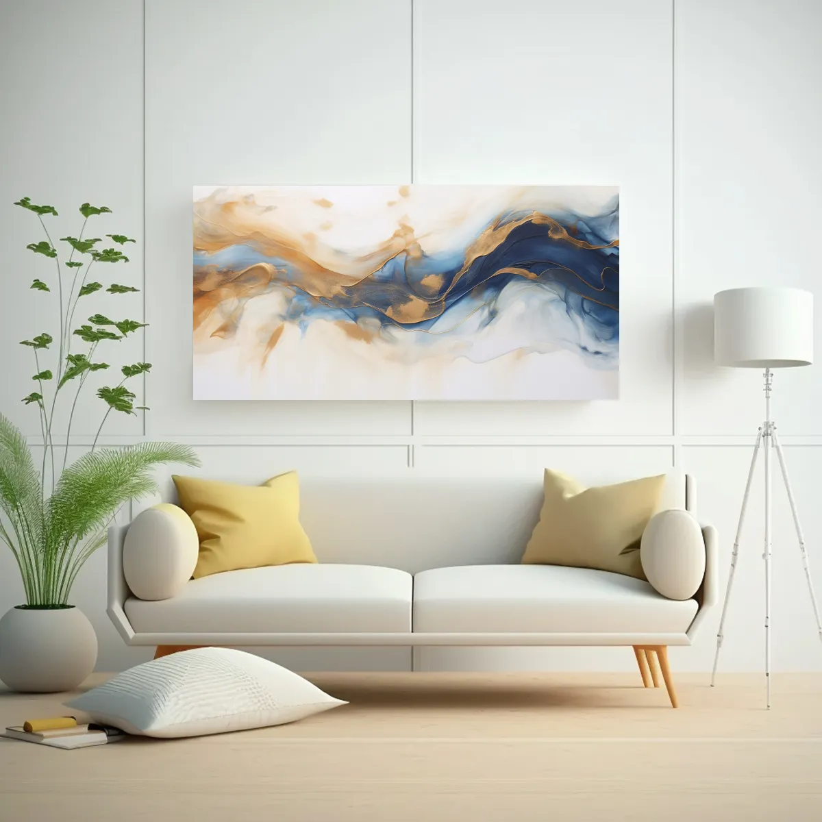 GENERICO - Pintura Abstracta De Flujo Acrílico En Tonos 60x30 Cm