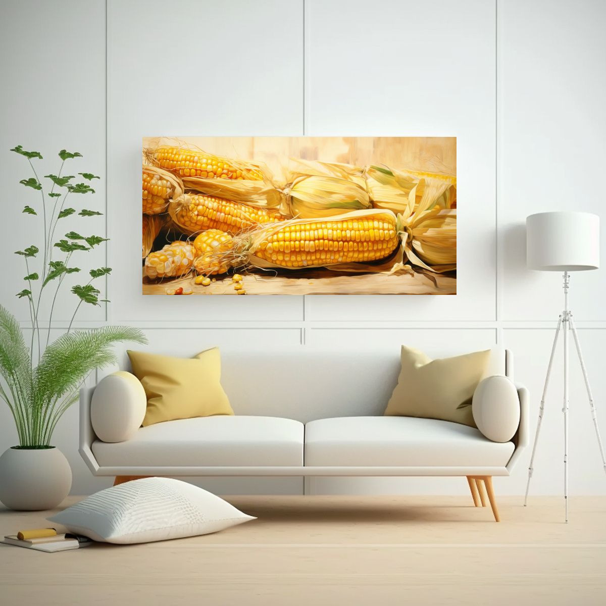 GENERICO - Pintura Abstracta De Maíz Detallada En Estilo 80x40 Cm