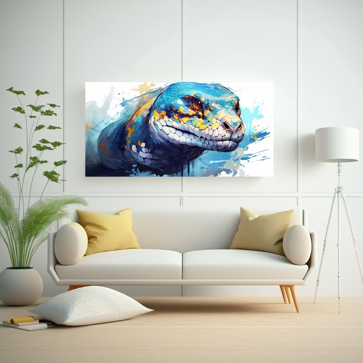 GENERICO - Cuadro Decorativo Anaconda En Colores Pastel Y 100x50 Cm