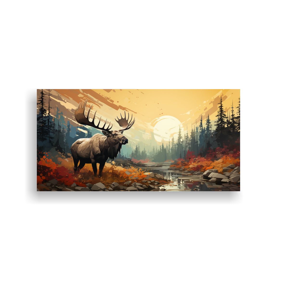 GENERICO - Pintura Pared Ballena Gris En Bosque Y Colores 100x50 Cm