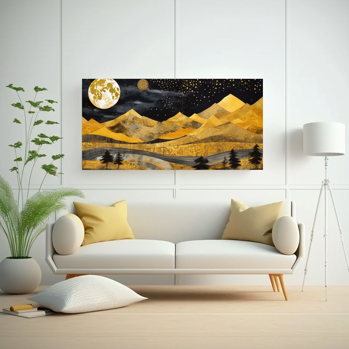GENERICO - Lienzo Alta Calidad Pintura Con Luna Cerca De 100x50 Cm