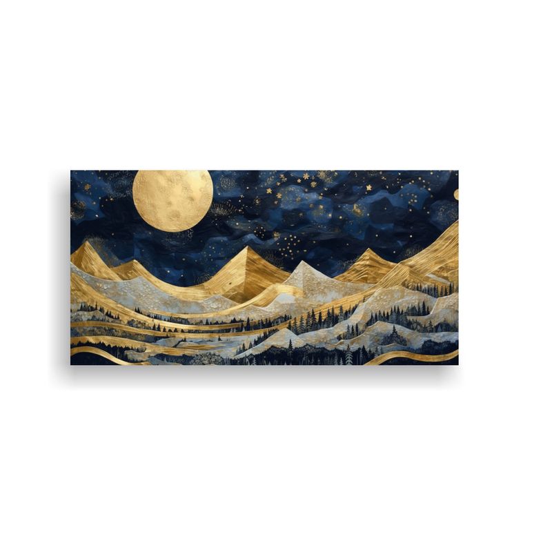 GENERICO - Pintura De Paisaje Con Luna Junto A Las Montañas 100x50 Cm