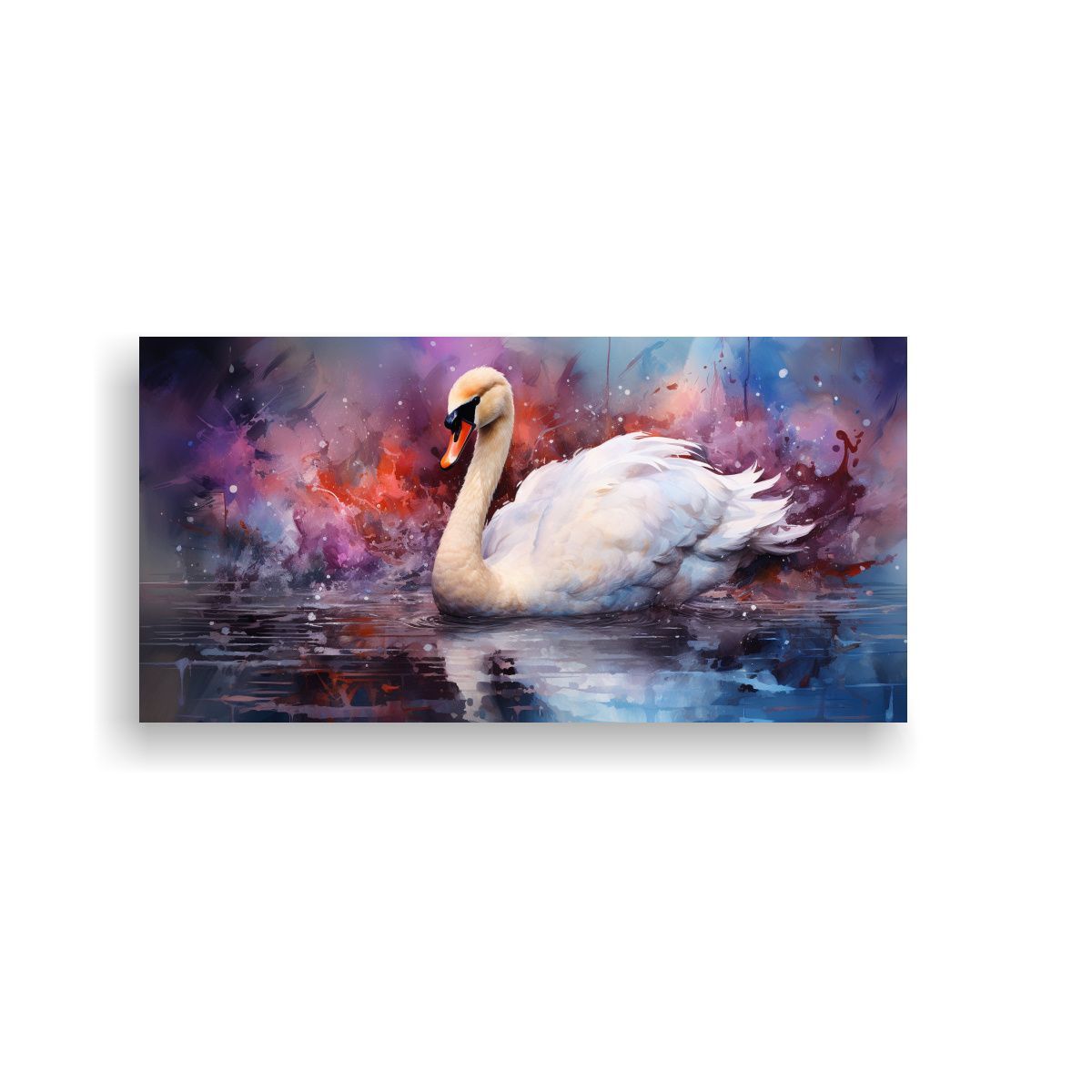 GENERICO - Lienzo De Tela Diseño Luminoso Cisne Acuarela 60x30 Cm