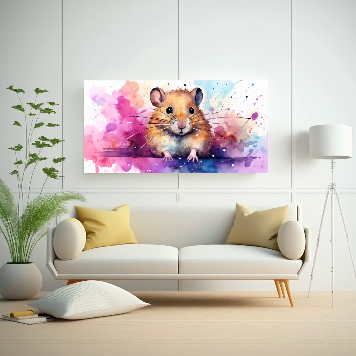 GENERICO - Pintura Lienzo Cocina Gerbil Acuarela Colores 80x40 Cm