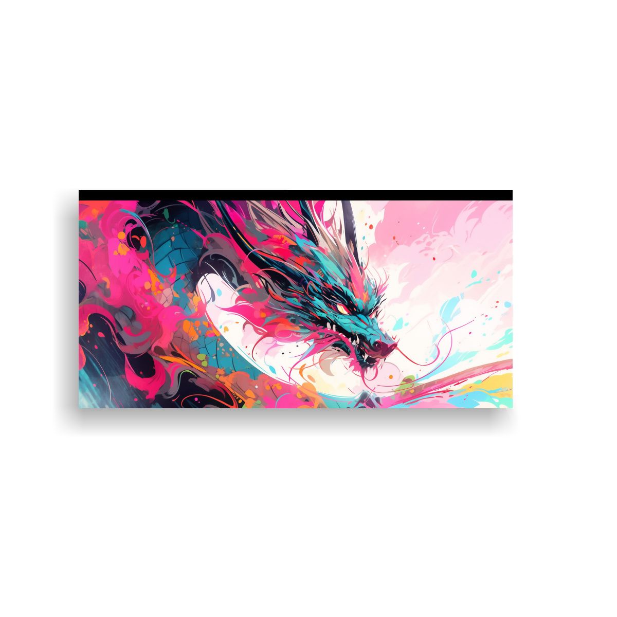 GENERICO - Lienzo Vintage Con Dragón En Colores Vibrantes Y 80x40 Cm