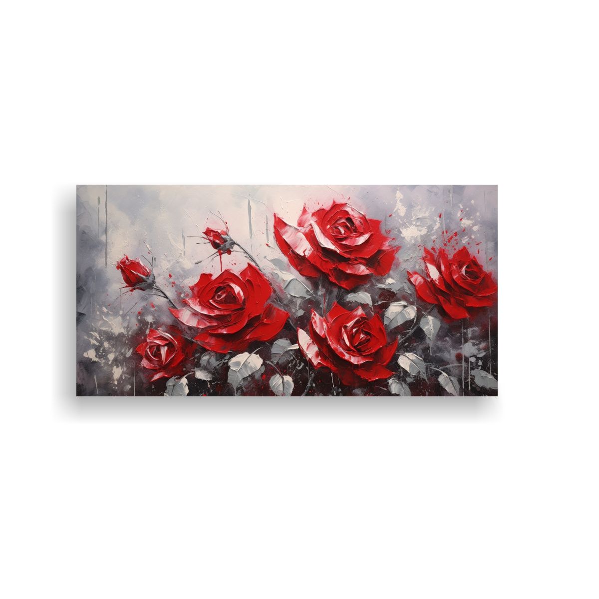 GENERICO - Cuadro En Lienzo Arte Impreso De Rosas Rojas En 60x30 Cm