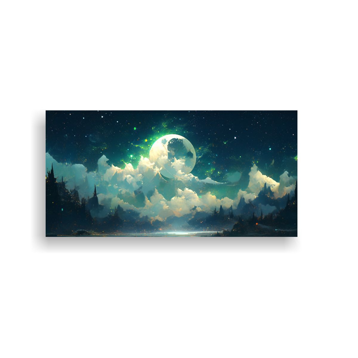 GENERICO - Cuadro Abstracto Nocturno En Tela Con Tonos 100x50 Cm