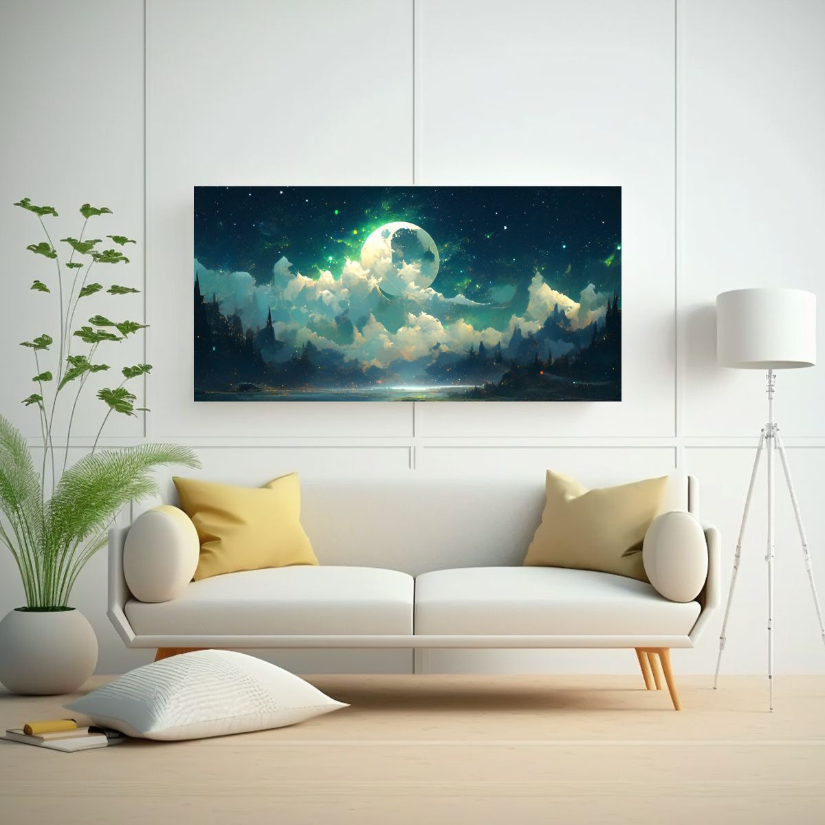 GENERICO - Cuadro Abstracto Nocturno En Tela Con Tonos 100x50 Cm