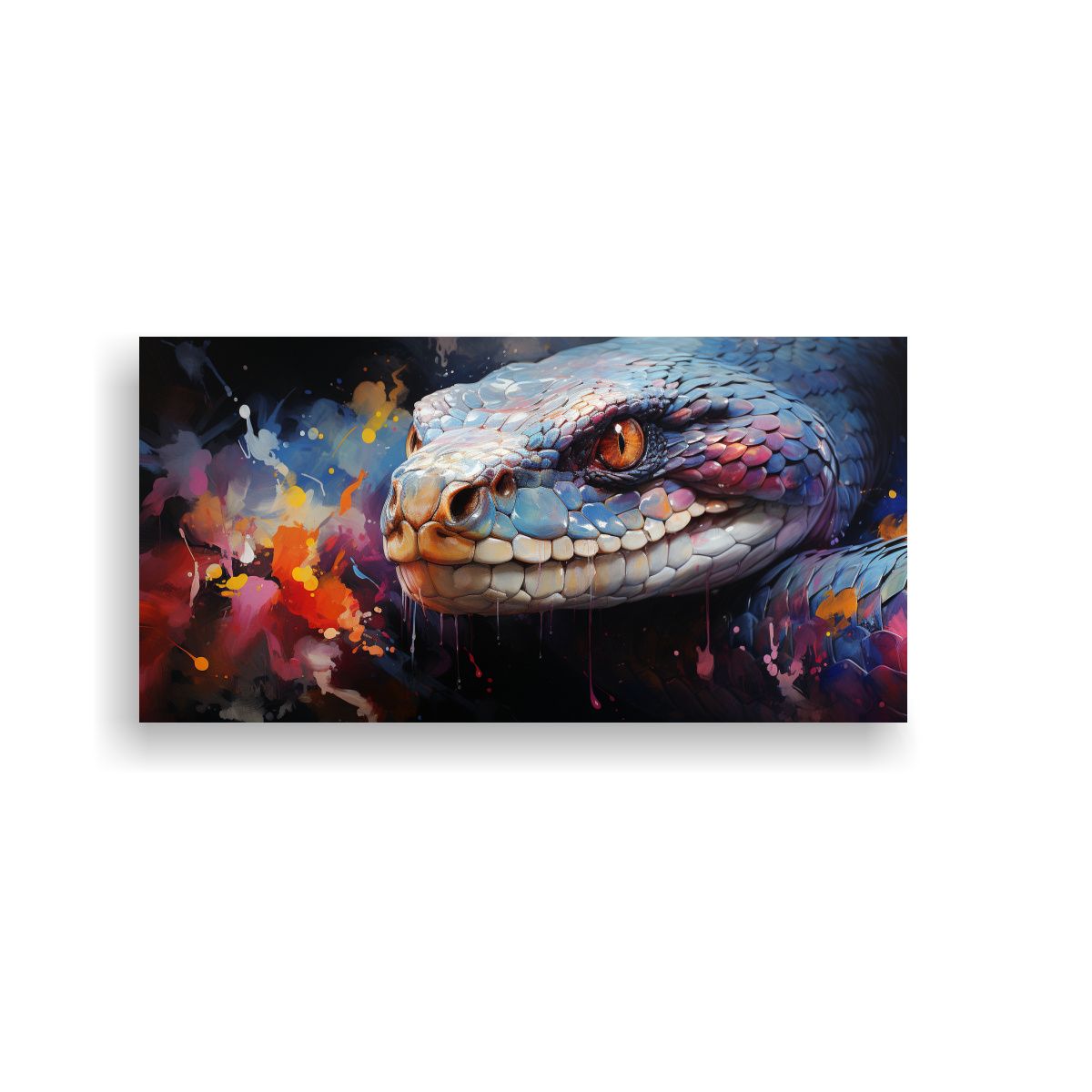 GENERICO - Cuadro Cobra Color Acuarela Colorido Estilo 80x40 Cm