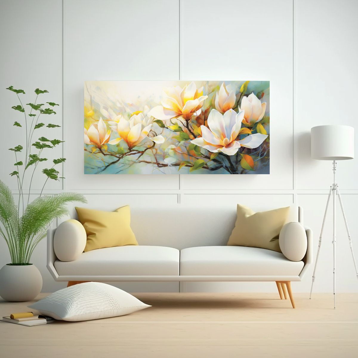 GENERICO - Pinturas Abstractas Inspiradas En Magnolias Con 80x40 Cm