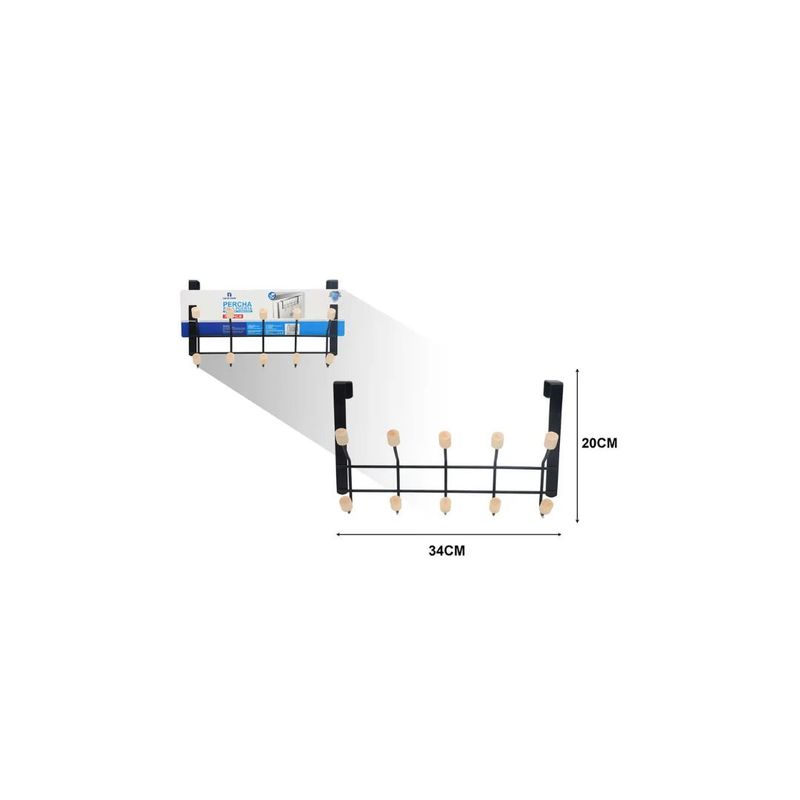 GENERICO - PERCHA PARA PUERTA 5 GANCHOS 20CM