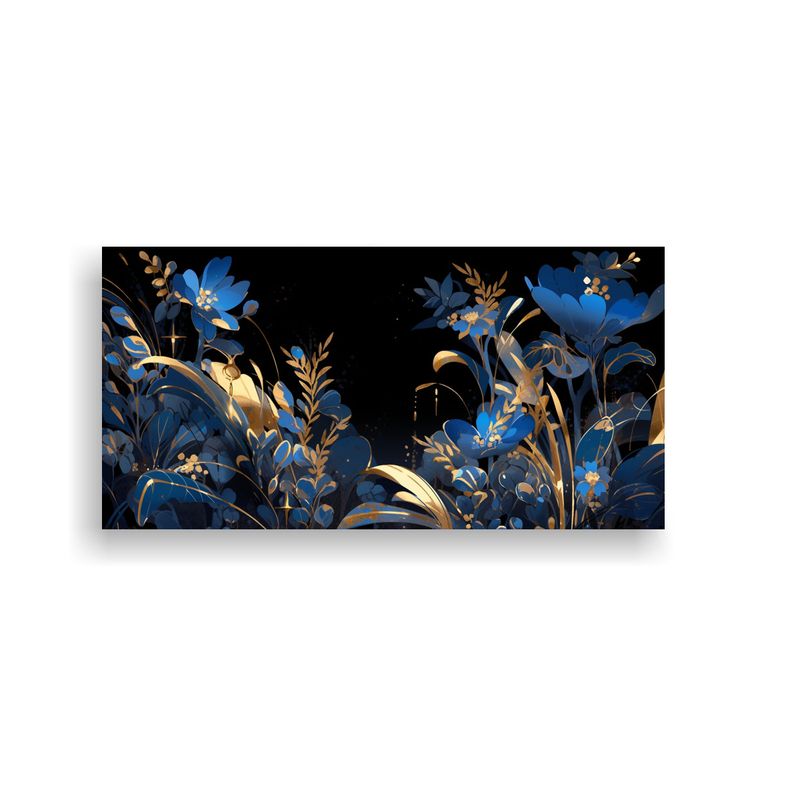 GENERICO - Pintura En Bastidor Cuadro Azul Y Dorado Con 80x40 Cm