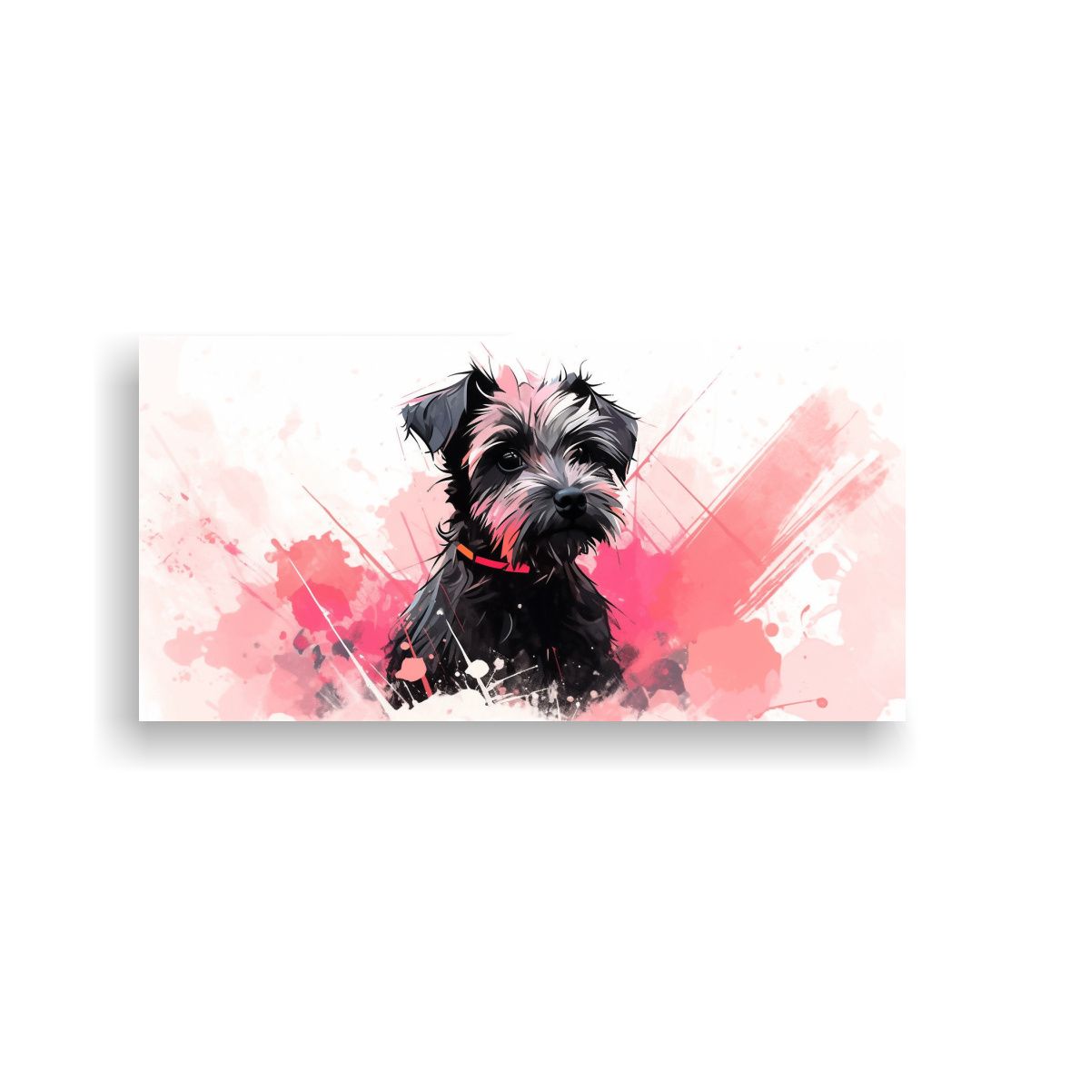 GENERICO - Pintura Tela Bastidor Terrier Negro Y Rosa Arte 100x50 Cm