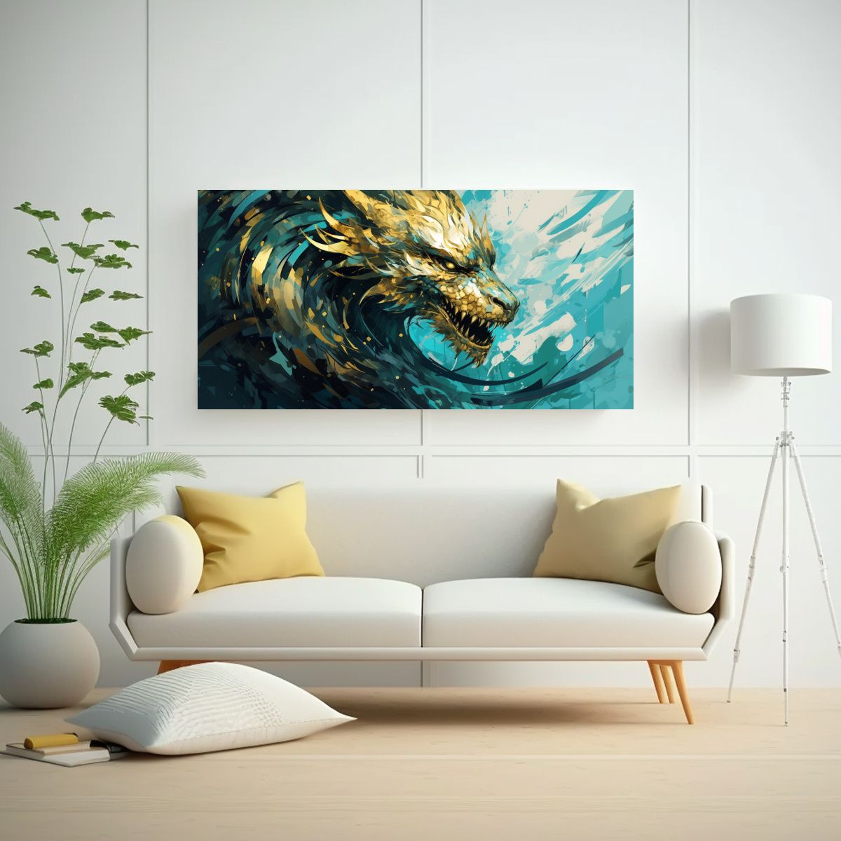 GENERICO - Cuadro Vanguardia Formación Dragón Turquesa Y 80x40 Cm