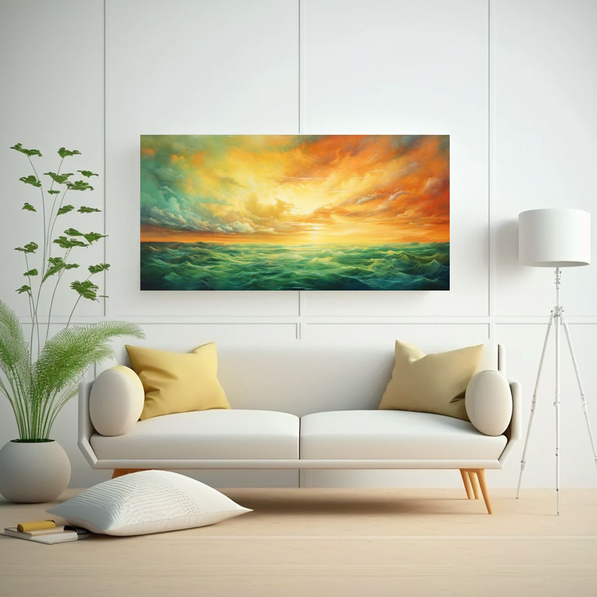 GENERICO - Cuadro Abstracto Cielos Al Amanecer Y Atardecer 60x30 Cm