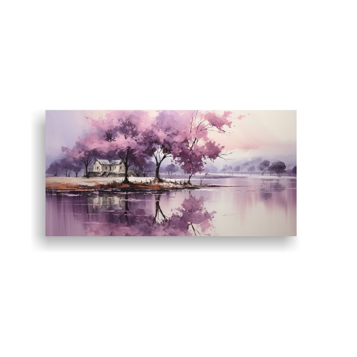 GENERICO - Luminoso Lienzo Acuarela De árboles En Plata Y 80x40 Cm