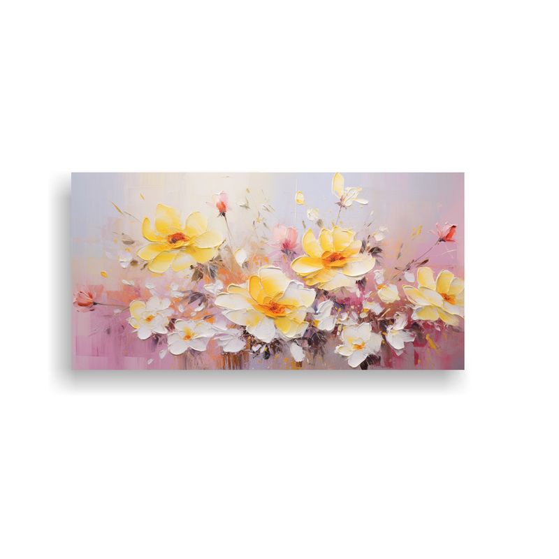 GENERICO - Cuadro Vintage De Flores Amarillas Y Rosas En 60x30 Cm