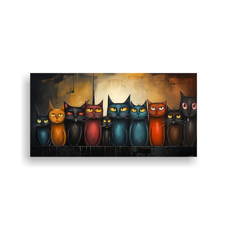 GENERICO - Cuadros Vanguardistas De Gatos En Colores Pastel 80x40 Cm